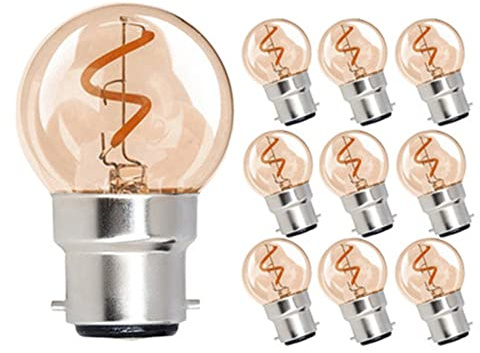 TPMAFF LED Bulbs,B22 Bayonet Retro Led Bulb,G40 Round Antique LED Filament Small Light Bulbs,2200K Warm Yellow Light Source,1W Dimmable (10-Pack)