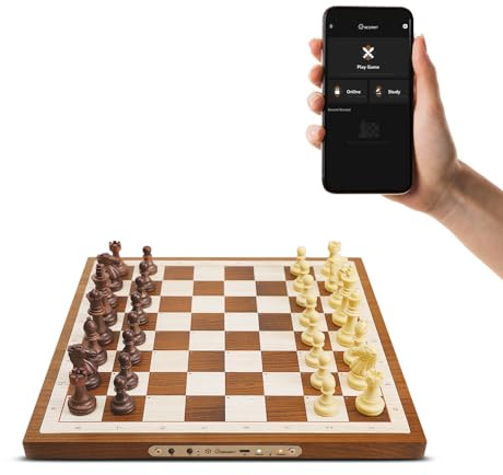 Chessnut Air Electronic Chess Set, A magnificently Handcrafted Wooden Chess Board with Extra Queens,LEDs, AI Adaptive Electronic Chess Set Game and App with Computer Chess Board