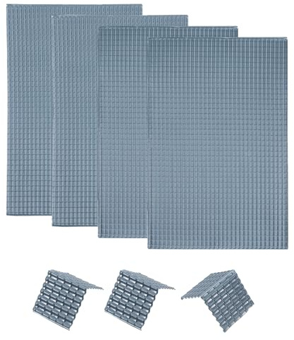 sourcing map Lot de 4 tuiles de toit miniatures en PVC pour modélisme, maison de poupée, jardin, table de sable, gris foncé