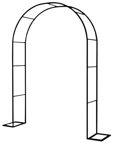 Rose Arch Pergola, Wide 120cm 140cm 180cm 200cm 240cm 280cm 300cm 350cm Metal Arbour Trellis Archway For Climbing Plants, Decorative Wedding Arch(Color:Black,Size:1.4m*2.3m*25cm)