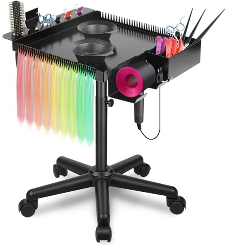 Chetunju Multi-Function Salon Tray, Salon Rolling Tray cart (with Wheels), Beauty & Hairdressing Tray for Hair Stylist,.Suitable for Tattoo parlors, Hair Salons, Personal Designers.