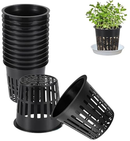 MaoNativey 20Pcs Panier Hydroponique Pots en Plastique Nets Couvercle de Jardin Panier de Seau pour Jardin Hydroponique Plantation Balcon(Noir)