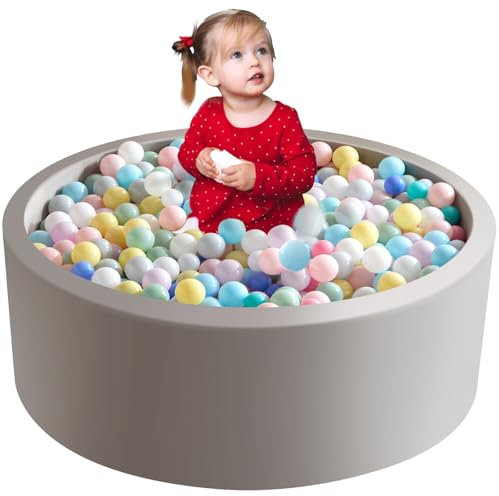 Aunekiv Bällebad für Baby ab 1 Jahr ohne Bälle, 90x30 cm Bällepool Ballgruben Spielzeug für Kleinkinder, Grau