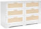Generisch Cómoda de ratán, Mueble para TV, Estilo Vintage, aparador Grande, con 6 cajones, para Dormitorio, salón, Entrada, 120 x 40 x 77 cm (Blanco)