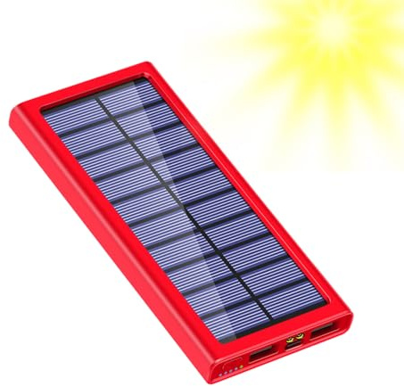 Power bank a energia solare, caricabatterie per cellulare, portatile, 10000 mAh, batteria esterna per campeggio, escursionismo, sopravvivenza all'aperto e casa