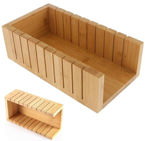 DIDARA Bamboo Bread Slicer Heavy Duty Wooden Cutting Guide for Homemade Loaf, Artisan & Sandwich Bread – Durable Kitchen Tool for Perfectly Even Slices Good for Baking Lovers