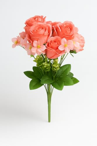 Ramo de Rosas Flores Artificiales Decoracion Jarrones | Plantas Artificiales Decorativas | Flores Artificiales Realistas Ramos de Flores Decoración Hogar | Centro de Mesa Decorativo Home Decoration