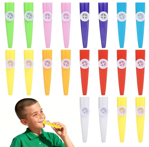 20 PCS Kazoos,Plastic Musical Kazoos,Kazoos Multipack For Children,Multi-Color Kazoo For Kids,Beginners And Cazoo Parties,Includes 8 Colors For Gifts Prizes And Party Favors.