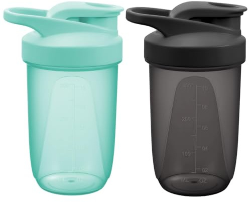 Alaoo Proteinshaker, proteinshakerflaska, fitnessshaker med 1 plastmixboll, BPA-fri och läckagesäker proteinshaker med mätskala för proteinpulver och proteinshakes