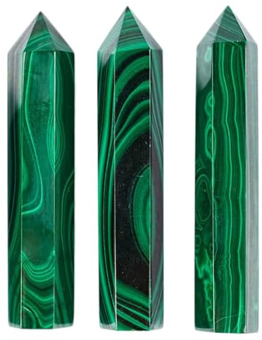 AGSHYWFT Grön Malakit Tower Wand Obelisk 6 facetterade kristaller Point