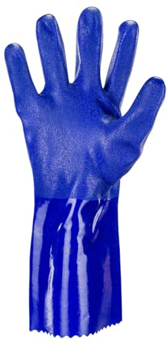SAS Chemical Resistant PVC Gloves | Interlock Knit Liner Vinyl Work Gloves | Extra Long, Rough Finish Texture Grip for Wet and Dry Uses, Assembly, Industrial, Construction, Chemical Handling (Large)