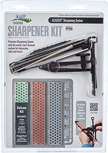DMT Aligner Diamant Schleifsystem | Messerschärfer mit Schleifstein Grob, Fein, Extrafein | Geführtes Schärfen & konstanter Schleifwinkel | Inkl. Tasche | Made in USA | ADELUXE