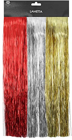 Pack of 3 - Christmas Decorative Tinsel Red/Gold/Silver Lametta