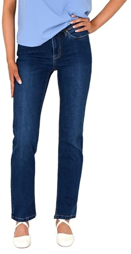 ESRA Damen Jeans-Hose Jeanshose gerader Schnitt Straight-Fit Jeans Damen High Waist bis Übergröße Große Größen G600