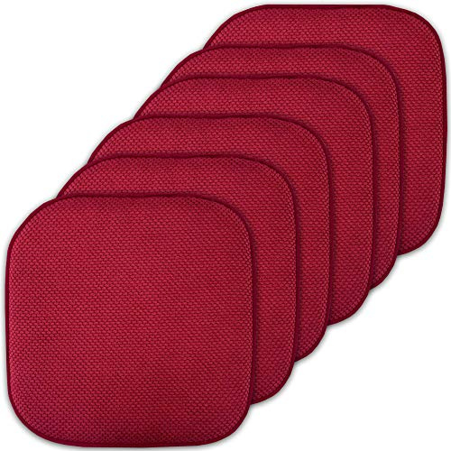Sweet Home Collection Cushion Memory Foam Chair Pads Honeycomb Nonslip Back Seat Cover 16 x 16 6 Pack Red