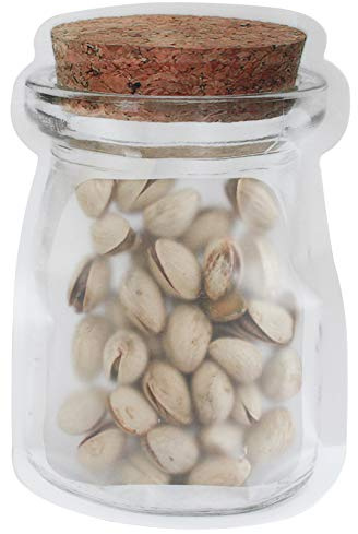 Emartbuy Pack of 50 Reusable Airtight Mason Jar Shaped Bags Resealable Zipper Lock Food Storage Snack Sandwich Bags - 10 x 15.5 cm