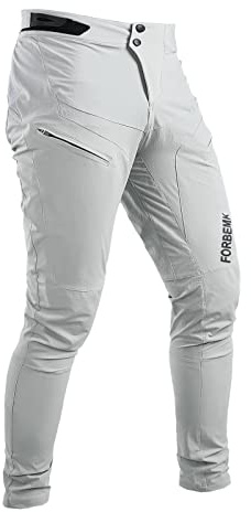 FORBEMK Herren Fahrradhose Mountainbike-Hose lang Leicht Atmungsaktiv Wasserabweisend Laufen Mountainbike Outdoor Fahrradhose-Hellgrau-34