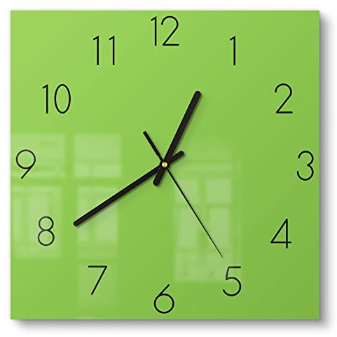 DEQORI Glasuhr | 30x30 cm | Unifarben - Hellgrün | ausgefallene leise Design Uhr aus Glas | Wanduhr für Wohnzimmer & Küche | Moderne Hingucker Uhr für die Wand