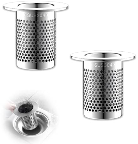 Zamety 2 Pcs Raccogli Capelli Doccia, 5 cm Filtro Doccia Capelli, Filtro Scarico Doccia in Acciaio Inox, Filtro Scarico Lavandino, Filtro Lavandino per Bagno Cucina Scarico del Balcone