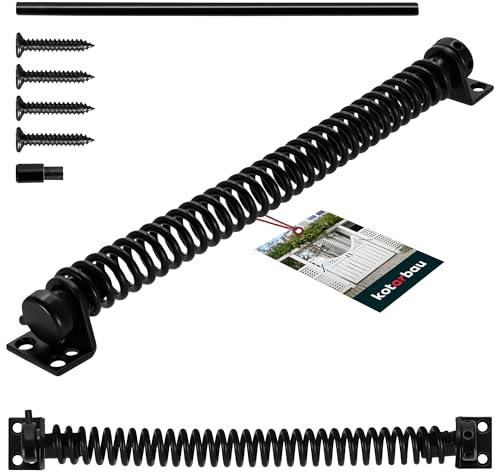 KOTARBAU® Ferme-porte de jardin de 28 cm - En acier revêtu par pulvérisation - Noir - Ressort de traction - Ferme-porte extérieur