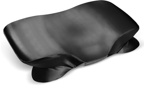 Satén Funda para Almohada de Espuma Viscoelastica, Satin Funda para Almohadas Ergonómico, Suave, conCremallera Invisible, Color Negro
