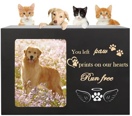 Urnas para mascotas para perros o cenizas de gato, urna conmemorativa grande de madera para perros, gatos y perros, urna para perros Chien, regalo de condolencias para mascotas, caja de madera negra