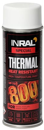 INRAL Peinture Résistante à Haute Température Blanc – Peinture Mat Blanc pour Métal – Peinture Durable et Résistante à la Chaleur – 400 ml Peinture pour Four Blanc Mat pour Bricoleurs
