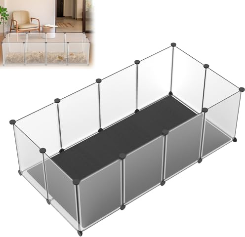 ACXIN Enclos pour petits animaux, 12 pièces, sol confortable, 143 x 73 x 46 cm, idéal pour chien, chat, lapin, cochon d'Inde, rongeur
