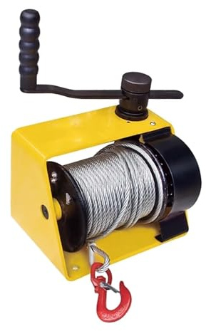 Cabrestante manual con mecanismo de trinquete de doble dirección, cuerda de acero de 35 m, capacidad de carga de 500 kg, ideal para remolque y carga de remolque (10 m)