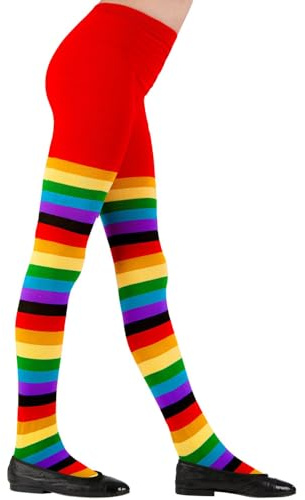 CARTOON Calze arcobaleno collant a righe multicolore 75 DEN accessorio per bambini travestimenti costumi halloween carnevale (1-3 anni)