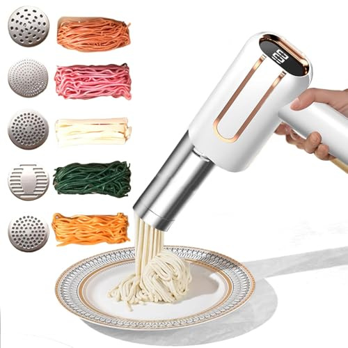 Máquina Para Hacer Pasta Eléctrica Pasta Eléctrica con 9 Accesorios Fideos Portátil Eléctrica Indicador white