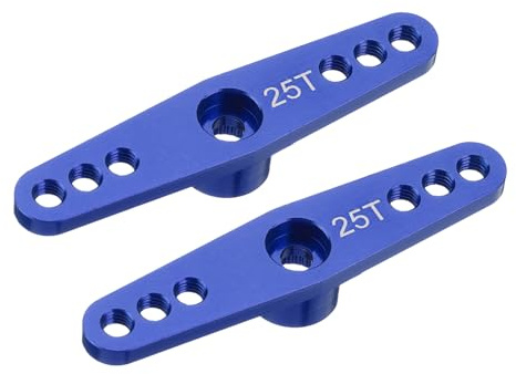 sourcing map 2 Pcs Aluminum Servo Horn 25T Servo Horn Steering Double Arms 47mm Length Dark Blue Suitable for DIY RC Car/Boat/Airplanes Boat Model Accessories