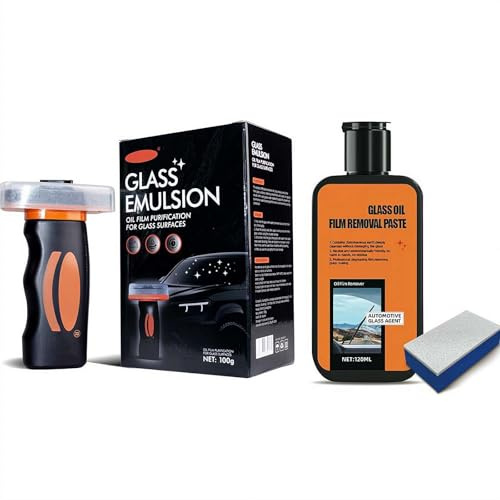Hand-Held Glass Emulsion Cleaner, Car Degreaser Kit, Automotive Oil Film Cleaning Brush, Oil Film Remover for Windows, Mirrors, and Glass Surfaces,Easy-to-Use