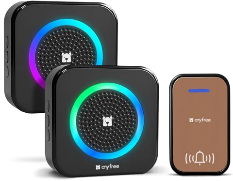 Wireless Doorbell, Waterproof Door Bell with 1000ft Range, 63 Adjustable Chimes, 4 Volume Level Modes from Infant Sleep to Elderly Assistance (1*Doorbell & 2*Chime)