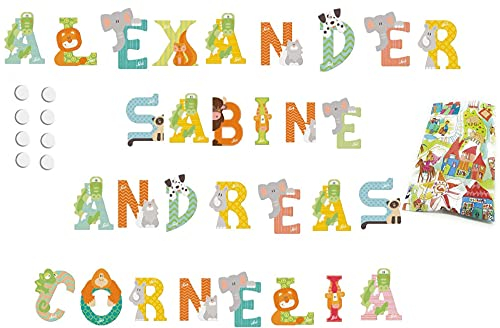 6 Sevi Holzbuchstaben Tiere für Wunschname inkl Geschenkverpackung Türbuchstaben Kinderbuchstaben Holz Dekobuchstaben (6 Holzbuchstaben)