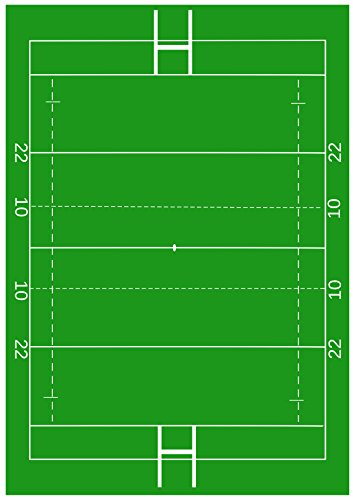 1 x A4 Printed Rugby Pitch Wallpaper Decor Icing Sheet Edible Cake Topper Decorated Sheet - Perfect for Large Cakes to create a rugby scene