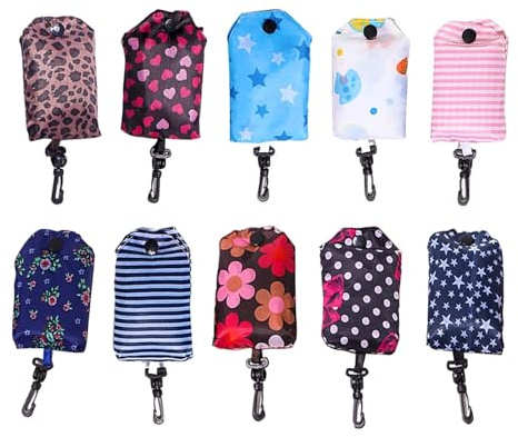 BuxiuGK 3 PCS Foldable Shopping Bag Reusable Grocery Bags Heavy Duty Style in Random Suitable for Shopping Home Travel Outdoor Camping