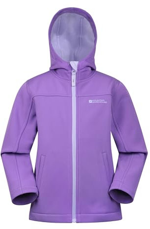 Mountain Warehouse Exodus wasserdichte Windjacke Kinder Softshell - leichte Regenjacke Kinder, atmungsaktive, wasserfeste Jacke, Kinderregenjacke Hell-Lila Kinder 104 DE (3-4 Jahre)