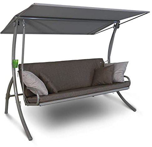 Angerer Freizeitmöbel GmbH Hollywoodschaukel Elegance Smart - Gartenschaukel Made in Germany - Schaukel zum Sitzen, Liegen und Entspannen - inklusive Bett-Funktion - einfache Montage (Olive)