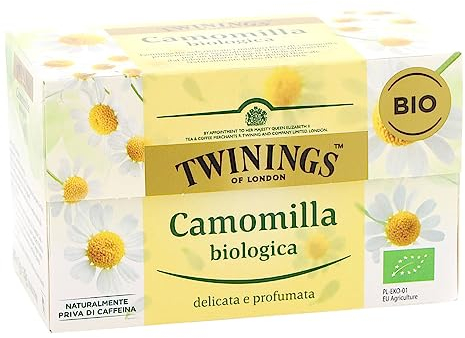 Twinings, Camomilla Biologica, con Proprietà Calmanti, Gusto Dolce e Delicato, Senza Caffeina, 6 Confezioni da 20 Filtri (120 Filtri Totali)