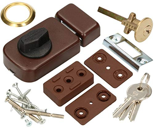 KOTARBAU® Zusatzschloss 50 mm 3 Farben mit Außenzylinder Gleichschließend Kastenschloss Türzusatzschloss Türschloss Schloss Kastenzusatzschloss (Braun)