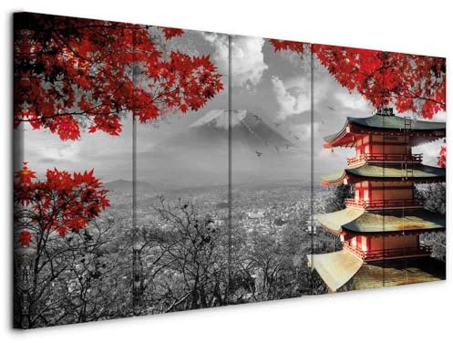 murando - Quadro Giapponese e Montagna 200x80 cm 5 pezzi Stampa su Tela Canvas - Quadri Componibili Moderni Soggiorno Grandi - Murale Arte Decorazioni da Parete Decori - Paesaggio Japan c-C-0240-b-m