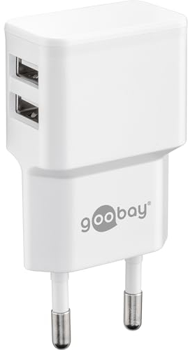 goobay 44952 USB Netzteil Adapter für Steckdose 2,4 A (12W) / USB Netzteil mit 2x seitlichem USB Eingang / Für Smartphone Ladekabel / Netzstecker / Stecker USB Ladekabel / Steckdosenadapter / Weiß