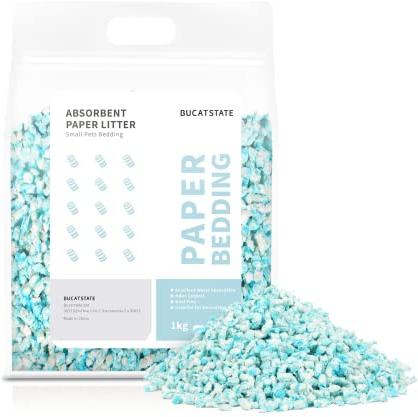 BUCATSTATE Papierstreu Hamster Weiche, 1KG Bettwaren Streu Meerschweinchen - 99,9% Staubfrei, Geruchskontrolle, Natürlich für Kleine Haustiere, Nager, Chinchilla, Ratte, Mäuse