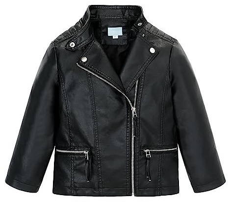 famuka Children's Motorcycle Collar Leather Coat Boys Faux Leather Jacket