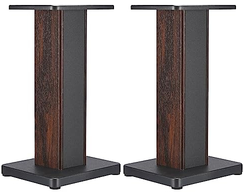 sourcing map Wood Grain Speaker Stands 1 Pair 19.7 Inch (50cm) Universal Speaker Stand Hollowed Stands Enhanced Audio Listening for Home Theaters Cinema