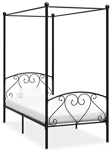Homgoday Metall svart himmelssäng 120x200 cm, sängsängstomme, sängram ram, modern sängstomme, dubbelsäng, säng med spjälsängar för vardagsrum sovrum