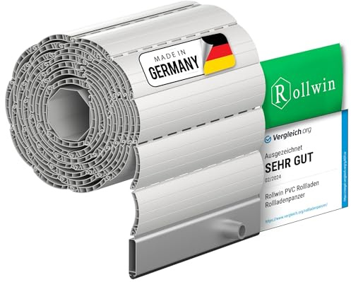 Rollwin ROLLADEN PVC Mini 38 Hellgrau Gebohrte Endleiste Rolladenpanzer Kunststoff Lamelle mit Hohlleiste Rollladenfenster Rollladen DEUTSCHE Produktion zum Einbauen Hier Konfigurieren »»
