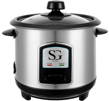 SG Traders 2.8L Electric Rice Cooker with Steamer - Non-Stick Inner Pot & Automatic Cooking, Keep Warm Function, Removable Non-Stick Bowl, Easy To Clean-Includes Measuring Cup and Spatula-1000W Silver