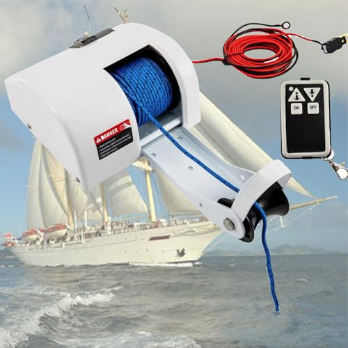 DPLWJPP Marine Boat Electric Anchor Winch,12v Saltwater Boat Windlass Anchor Winch Kit,Saltwater Boat Anchor Windlass Kit With Wireless Remote Control